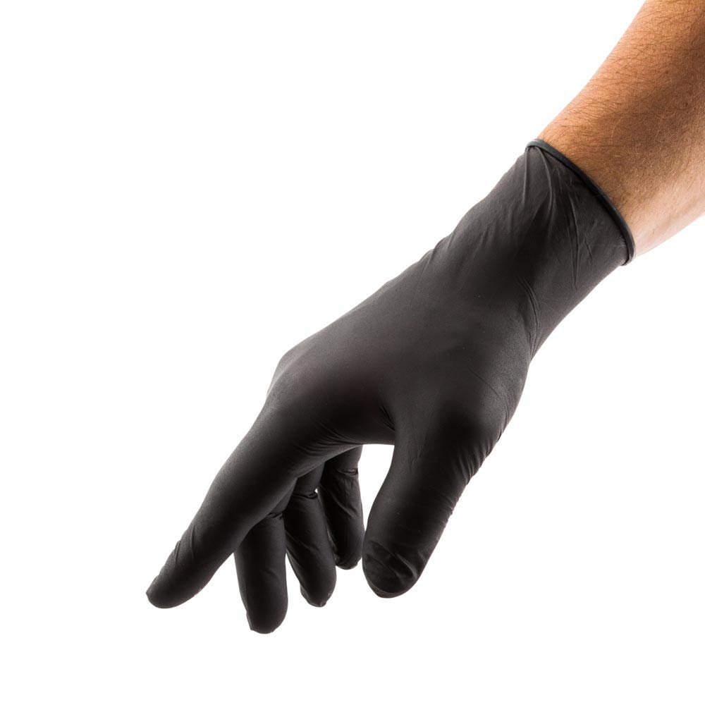 Restaurantware Extra Large Black Nitrile Gloves - Powder-Free Food Safe Gloves: Perfect for Kitchen Housekeeping and Janitorial Use - Disposable