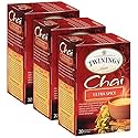 Twinings Ultra Spice Chai Tea Bags - Individually Wrapped, Black Tea with Cinnamon, Ginger, Cardamon & Clove, Clover Honey Stick Included, 20 Count