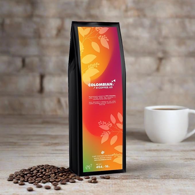 Colombian Coffee US. 16Oz Colombian Coffee Beans, 100% Arabica, Full Body, Medium Dark Roast Whole Bean Coffee Blend with Sweet Caramel & Cocoa Notes