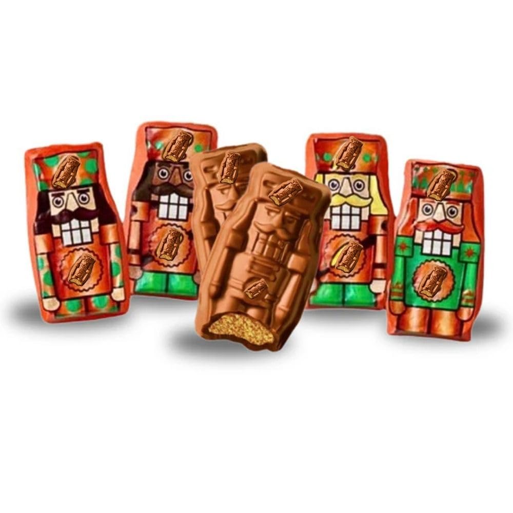 Nutcracker Shaped Peanut Butter Milk Chocolate Candy Individually Wrapped Bulk Bag - 1 lb (Approx. 45 pieces)