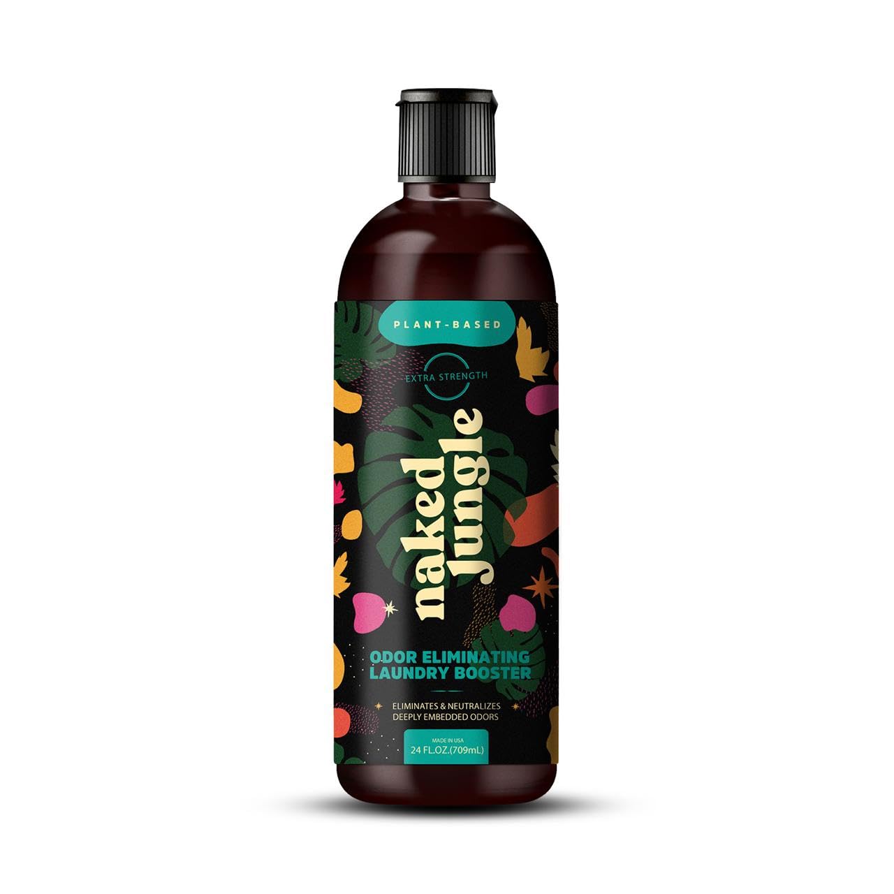 Naked Jungle Plant-Based Liquid Odor Eliminating Laundry Booster for Strong Odors, No Added Fragrances, Vegan Formula, 24oz