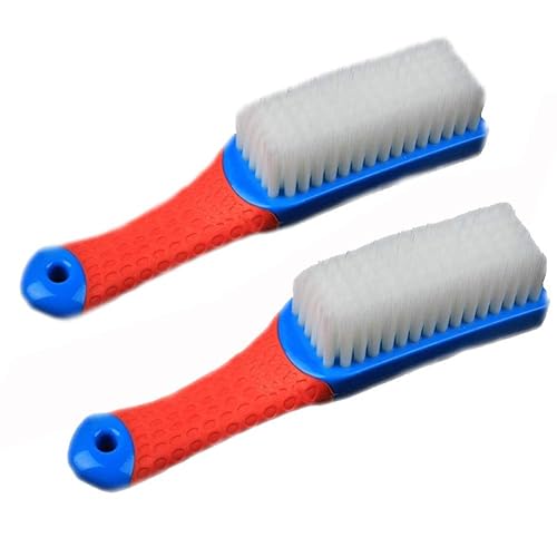 Emoly Scrub Brush Comfort Grip & Flexible Stiff Bristles Heavy Duty for Bathroom Shower Sink Carpet Floor, Blue Red