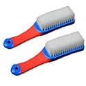 Emoly Scrub Brush Comfort Grip & Flexible Stiff Bristles Heavy Duty for Bathroom Shower Sink Carpet Floor, Blue Red