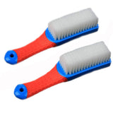 Emoly Scrub Brush Comfort Grip & Flexible Stiff Bristles Heavy Duty for Bathroom Shower Sink Carpet Floor, Blue Red