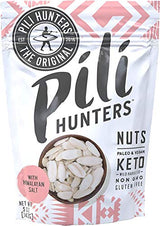Pili Hunters - Wild Sprouted Pili Nuts, Pink Himalayan Salt, 5oz Bag, Keto/Paleo/Vegan Snacks, Low Carb Energy, Gluten Free, No Sugar Added