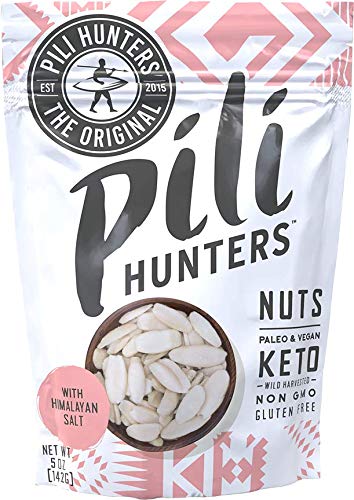 Pili Hunters - Wild Sprouted Pili Nuts, Pink Himalayan Salt, 5oz Bag, Keto/Paleo/Vegan Snacks, Low Carb Energy, Gluten Free, No Sugar Added