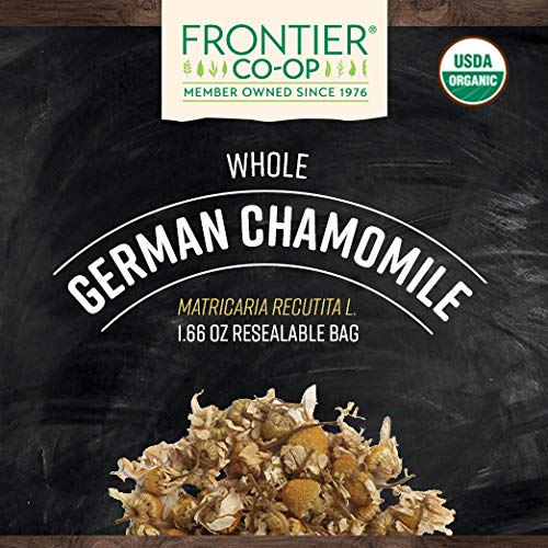 Frontier Co-op Organic Chamomile Flowers, Whole - 1.66oz Bag, Dried, Perfect for Organic Chamomile Tea, Skincare Uses and More, Kosher