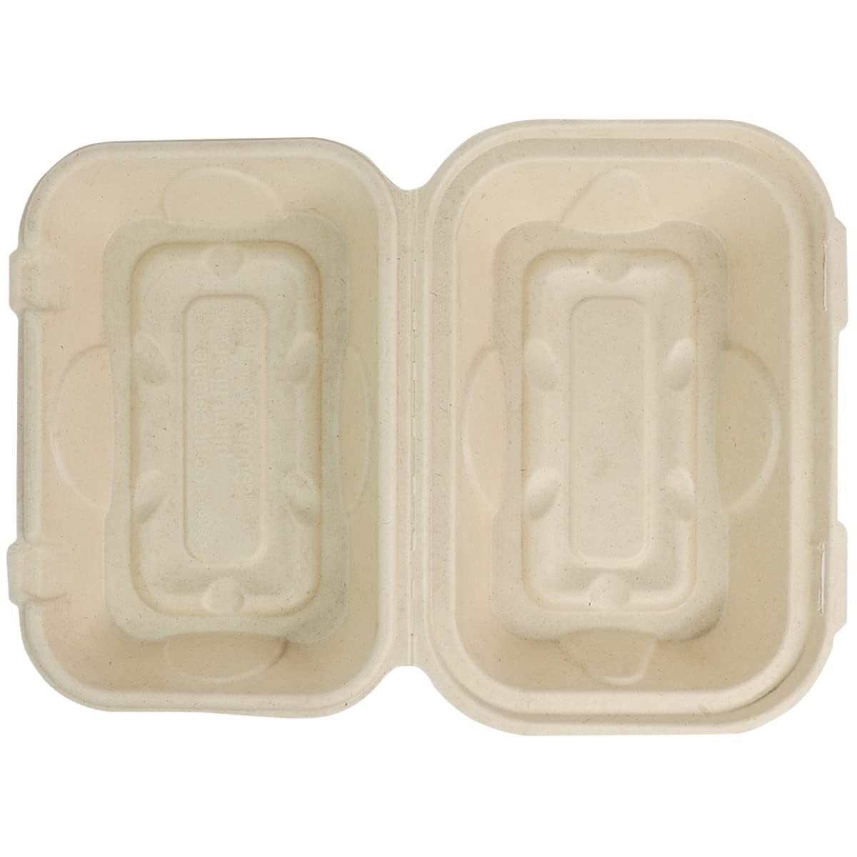 World Centric Fiber Hinged Hoagie Box Containers, 9 x 6 x 3, Natural, Paper, 500/Carton