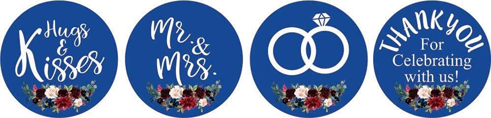 Darling Souvenir 190 Pcs Medium Blue Bridal Shower Chocolate Drop Labels Stickers - Self-Adhesive Mini Candy Wrappers for Bride to Be Celebration