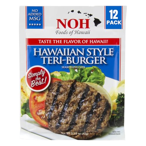NOH Hawaiian Style Teri-Burger Seasoning Mix, 1.5 oz Packet (Pack of 12) - Easy-to-Use Hawaiian Teriyaki Burger & Meatloaf Seasoning Mix, Ideal