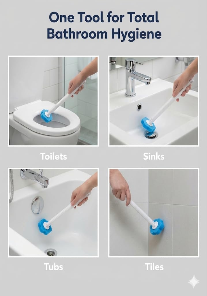Disposable Toilet Brush for Bathroom Cleaning, Toilet Brush and Holder Set, Deep Cleaning Toilet Bowl Cleaner with Replaceable Heads, Hygienic Storage