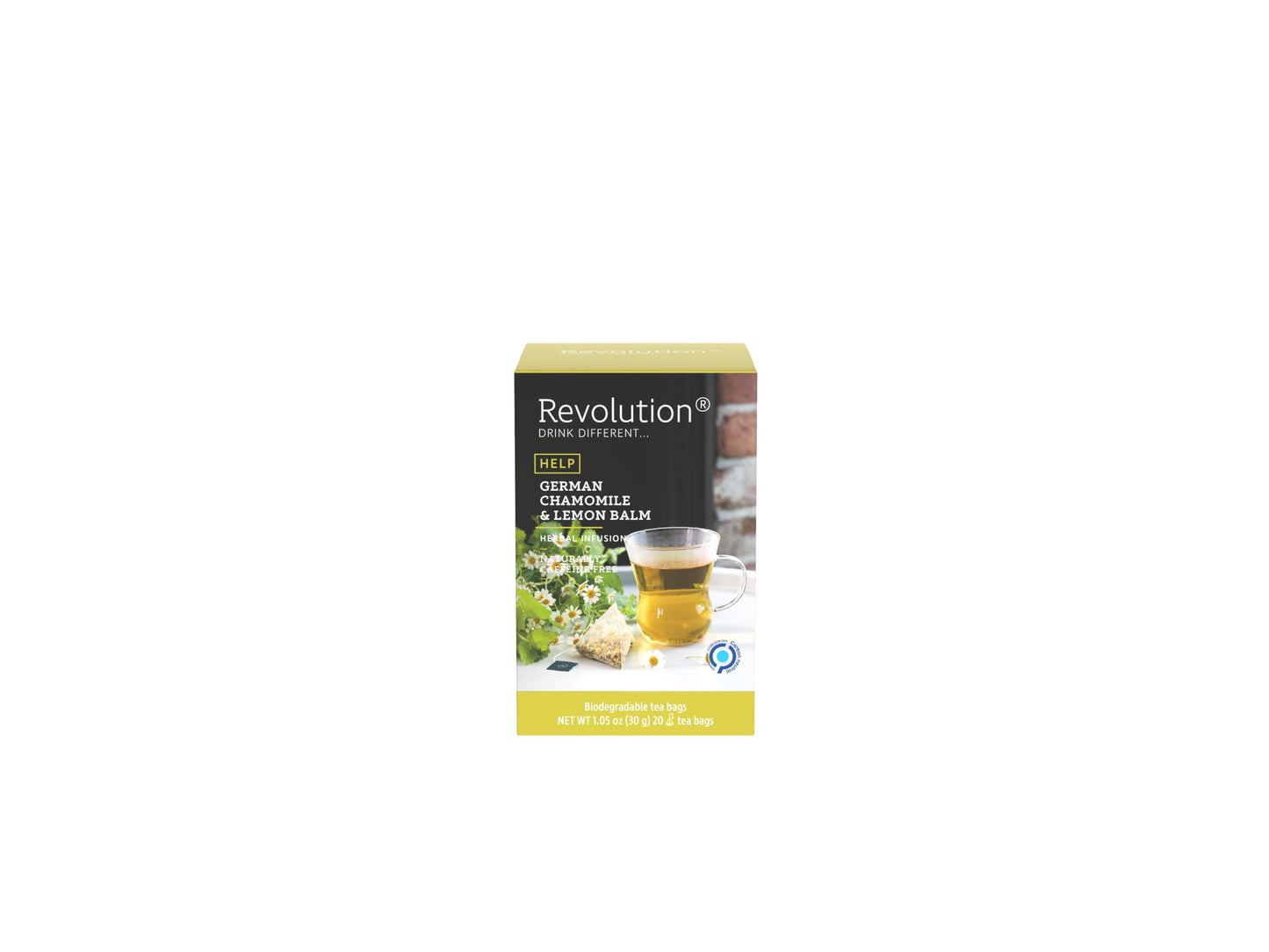 REVOLUTION TEA® German Organic Golden Chamomile Tea Bags Herbal Tea Bags [THE ORIGINAL] - HELP German Chamomile & Lemon Balm Herbal Tea - Premium