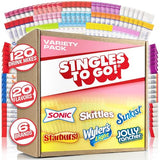 Singles To Go! 120ct Bulk Variety Pack - 20 Different Flavors from Skittles, Sonic, Sunkist, Starburst and More - Sugar Free Drink Mix Packets - Sugar