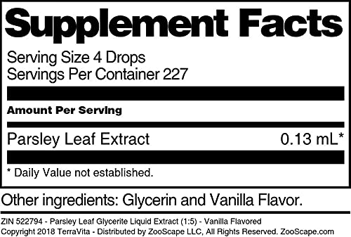 Parsley Leaf Glycerite Liquid Extract (1:5) - Vanilla Flavored (1 oz, ZIN: 522794) - 3 Pack