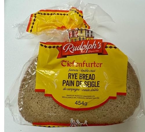 Rudolph's Tiefenferter Farmer's Double Crust Sliced Rye Bread - Authentic German-Style Dark Rye - Traditional Double Crust Recipe - Pre-Sliced