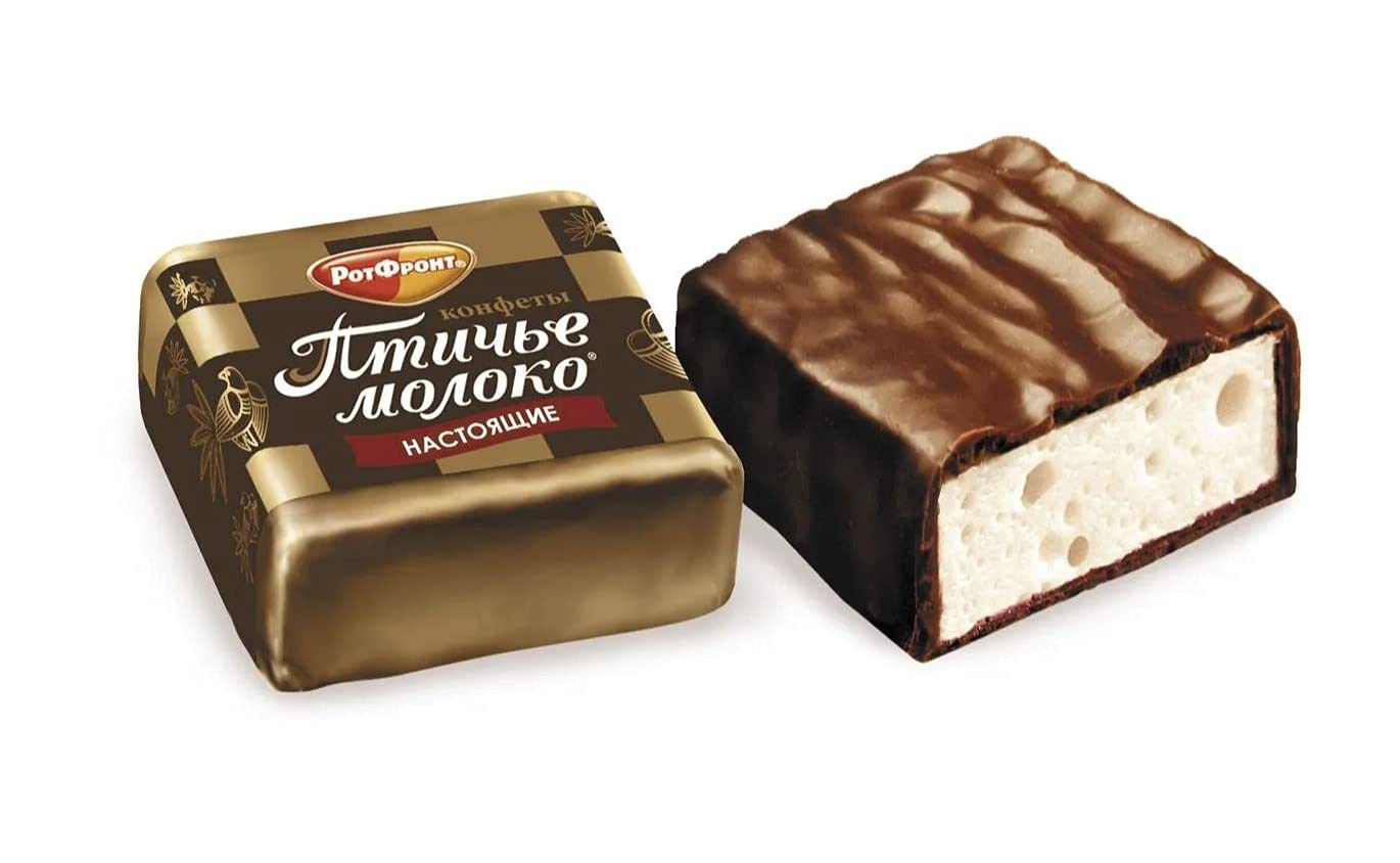 Cream and Vanilla Marshmallow and Chocolate Candy, Russian Bird's Milk, Ptichye Moloko, Rot Front Chocolates Souffle 1 kg | 2.2 lb