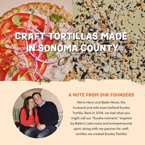 Eureka Tortilla Organic Everything & More Flour Tortillas | Organic Artisanal Tortillas | 6” Mini Wrap Whole Grains | Vegan, Non-GMO, Low Calorie | (9