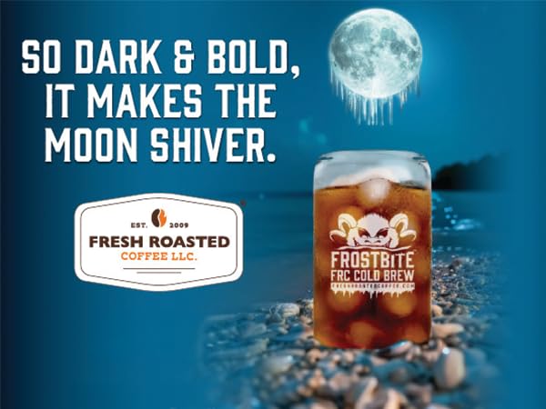 Fresh Roasted Coffee, Organic Dark & Bold Frostbite Cold Brew Whole Bean Coffee, Dark Roast, USDA Organic, Kosher, 12 oz