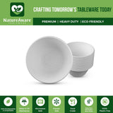 NatureAware Premium 8oz (240ml) White Bowls [50-Pack] - 100% Compostable & Eco-Friendly Disposable Everyday use paper Bowls, Heavy Duty, PFAS-Free