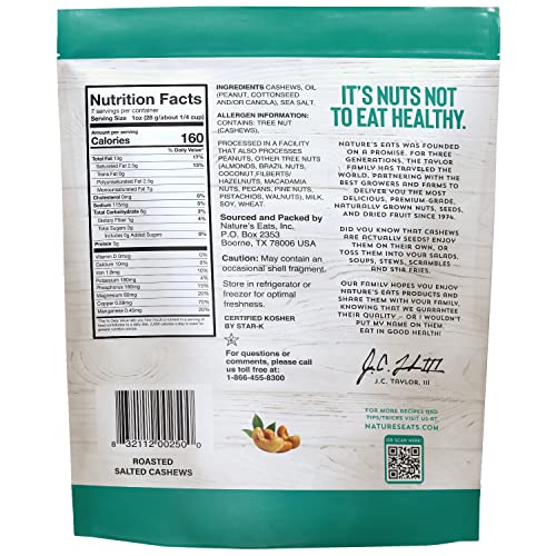 Nature's Eats Cashews Roasted Salted, 7 Oz