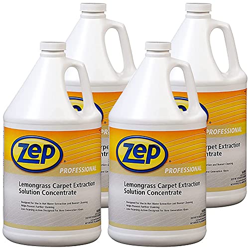 Zep Lemongrass Carpet Extraction Solution Concentrate - 1 Gallon (Case of 4) 1041398 - Helps Prevent Stains and Leave No Residue