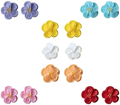 O'Creme Pansy Royal Icing Sugar Flower 1 Inch - for Cake Decorating - Decorations for Cakes, Cupcake Toppers - Birthday, Wedding, Valentines, Baby