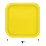 Unique Premier Style Neon Yellow Square Paper Dessert Plates - 7" (Pack of 12) - Vibrant Design, Ideal for Parties and Special Events