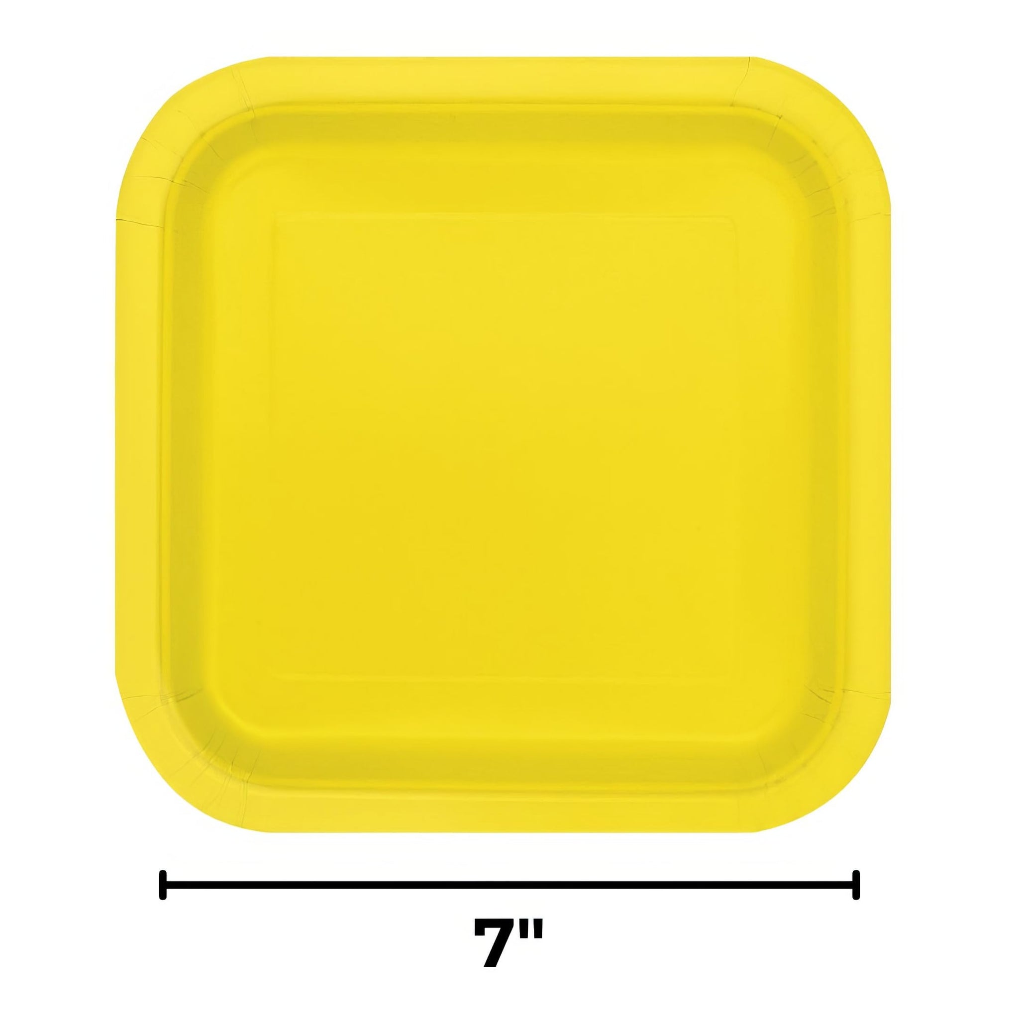 Unique Premier Style Neon Yellow Square Paper Dessert Plates - 7" (Pack of 12) - Vibrant Design, Ideal for Parties and Special Events