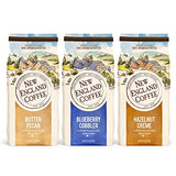New England Coffee Variety Pack - Butter Pecan/Blueberry Cobbler/Hazelnut Creme, 11oz Bag (Pack of 3)