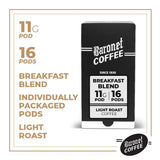 Baronet Coffee Pods [Breakfast Blend] Single Cup Soft 11 Gram - 1 Box of 16 Single Serve 11 Gram Pods, Light Roast, Kosher, Vegan [Breakfast Blend]