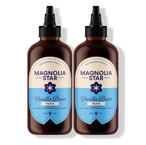 Magnolia Star Vanilla Bean Paste, 16 oz (2 Ct), Madagascar Bourbon Vanilla Beans, Vanilla Paste for Baking, Squeeze Bottle, Non-GMO, Vegan