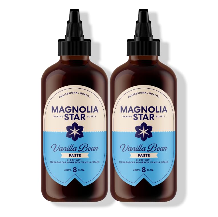 Magnolia Star Vanilla Bean Paste, 16 oz (2 Ct), Madagascar Bourbon Vanilla Beans, Vanilla Paste for Baking, Squeeze Bottle, Non-GMO, Vegan