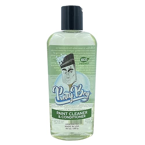 Pretty Boy Paint Cleaner & Conditioner - Eco-Friendly Solution for Cleaning & Conditioning Paint Brushes, Rollers, and Tools - Removes Water-Based