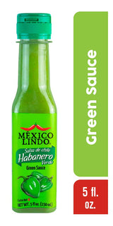 Mexico Lindo Green Habanero Hot Sauce | Real Green Habanero Chili Pepper | 75,900 Scoville Level | Enjoy with Mexican Food, Seafood & Pasta | 5 Fl Oz
