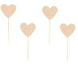24 Pack Glitter Rose Gold Heart Cupcake Toppers