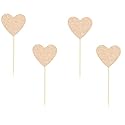 24 Pack Glitter Rose Gold Heart Cupcake Toppers