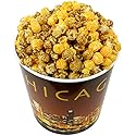Signature Popcorn - Gourmet 1-Gallon Gold Chicago Skyline Reusable Plastic Bucket Tin, Perfect Duo (Cheddar Cheese & Caramel Popcorn Mix) - Holiday