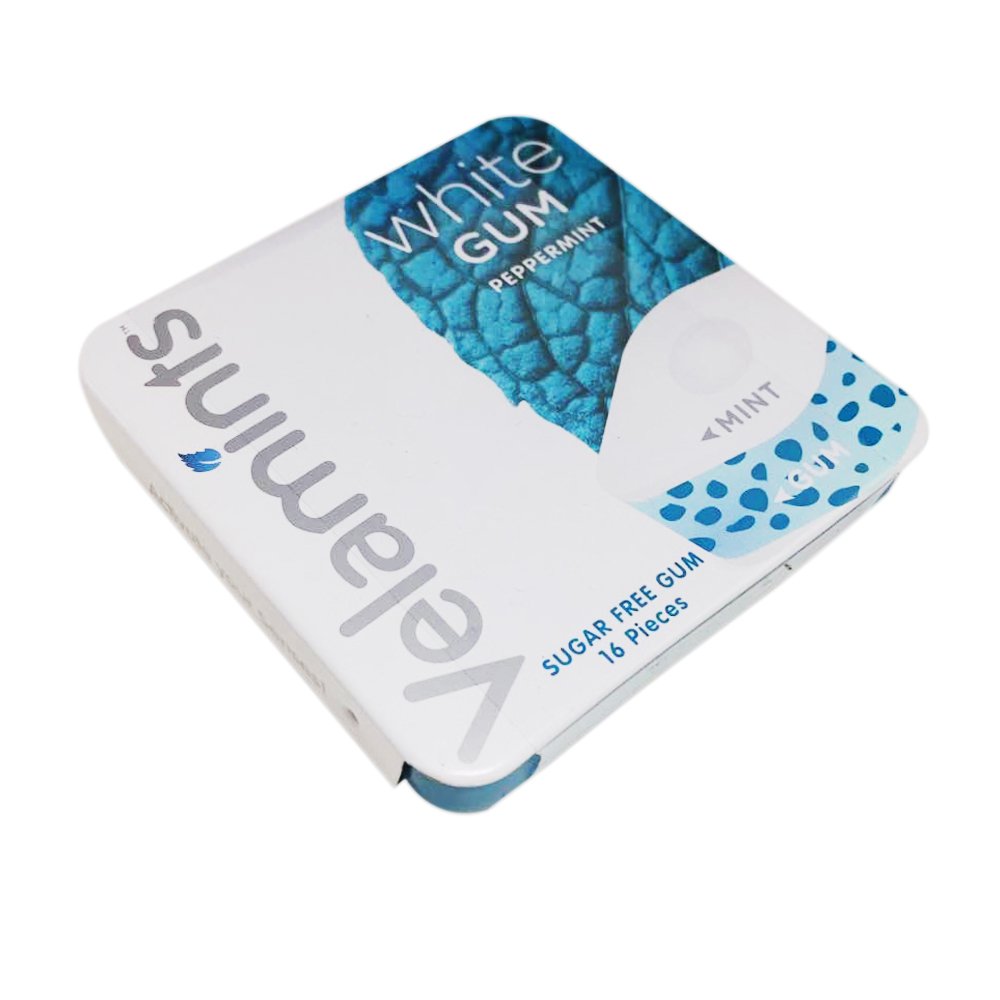 Velamints New Sugar Free White Peppermint Gum Tin (Pack of 2)