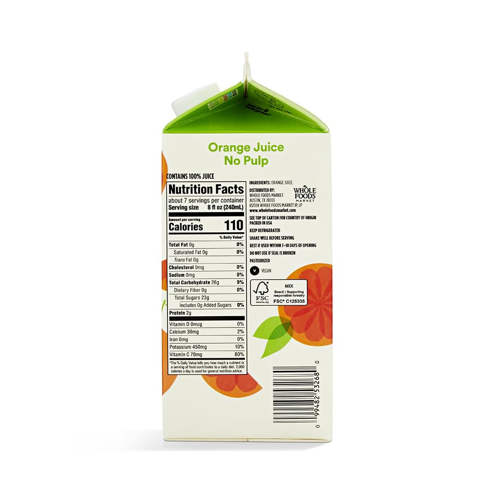 365 by Whole Foods Market No Pulp Orange Juice, 52 FZ