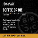 Black Rifle Coffee Company Coffee or Die, 12oz Bag, Ground Medium Roast - Roasted Blend Made from Arabica Beans - Colombian & Brazilian Beans
