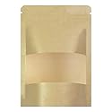 100 Pcs Kraft Paper Stand Up Pouches 4.7X7.9 Inch, Resealable Ziplock Bags with Window, Small Business Food Storage Bags for Coffee Bean, Snacks