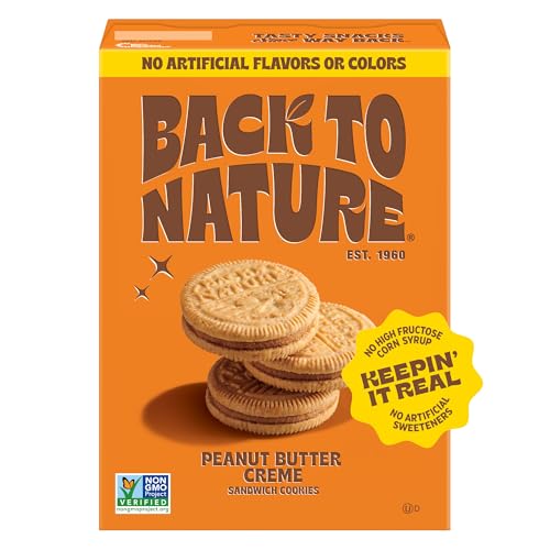 Back to Nature - Peanut Butter Creme Sandwich Cookies - Made with Real Ingredients like Wheat Flower & Whole Grains - Seriously Tasty Snack - Non-GMO