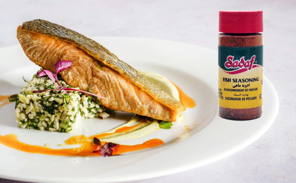 Sadaf Fish Seasoning - Seafood Seasoning for Cooking - Food Spices - Kosher - 2.5 Oz PET Bottle with Shaker Top