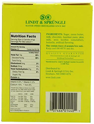 Lindt Chocolate Carrots, Solid Milk Chocolate with Hazelnut, 1.9 Oz (Pack of 2)