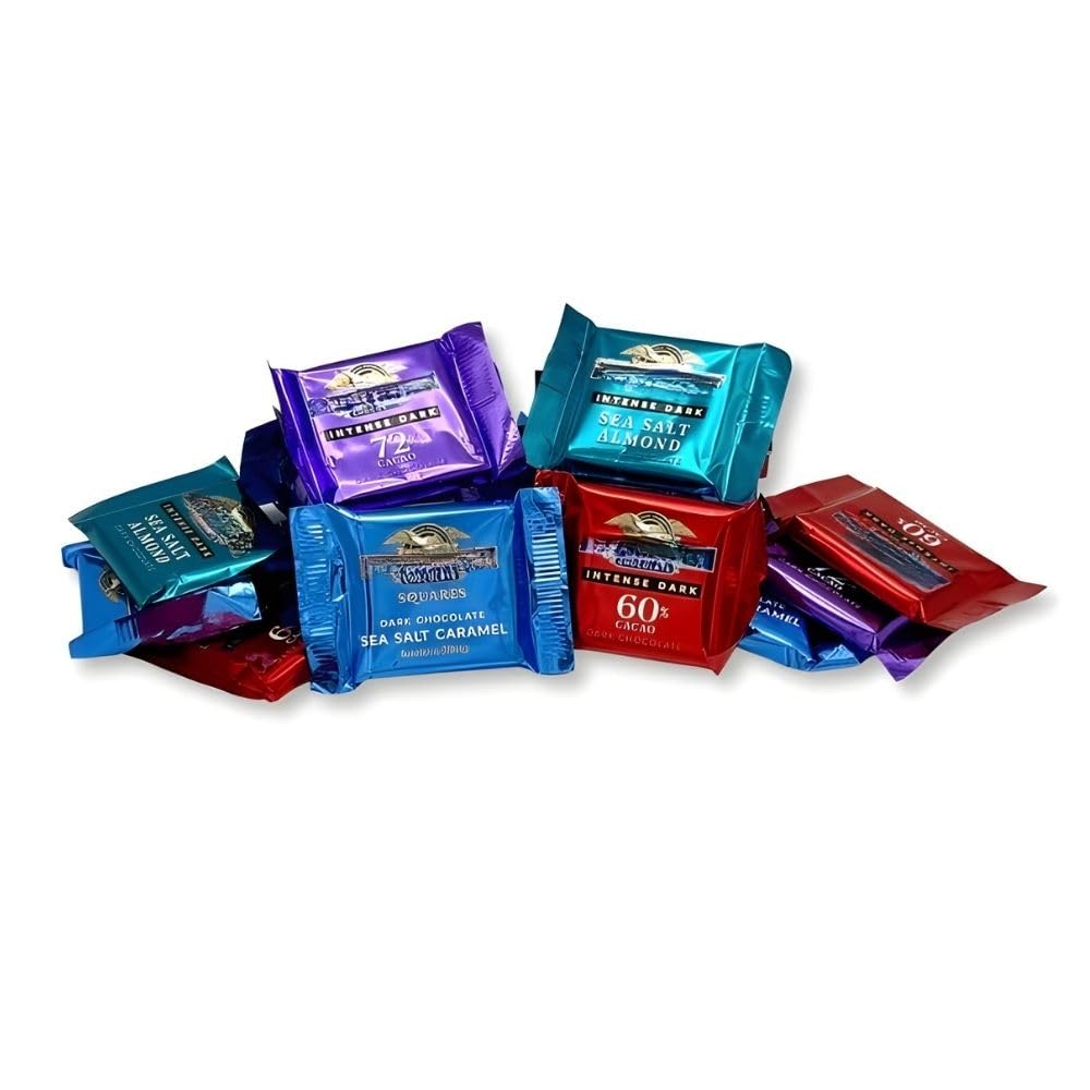 Dark Chocolate Assortment Squares Candy, Individually Wrapped - 25 lb (Approx. 1,125 pieces)