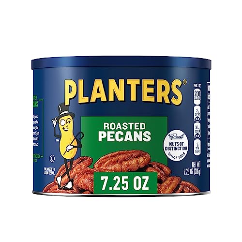 PLANTERS Roasted Pecan Nuts, Baking Nuts, Plant-Based Protein, 7.25 oz Canister
