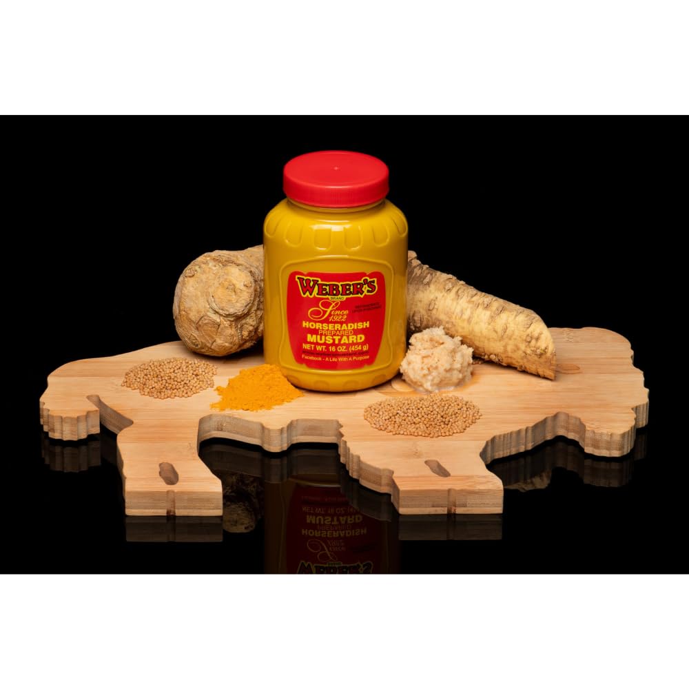Weber’s Original Horseradish Mustard, 16 oz (4-Pack) | Buffalo’s Iconic Mustard Since 1922 | Limited-Edition Buffalo “Buffalo Joe” Label | Bold
