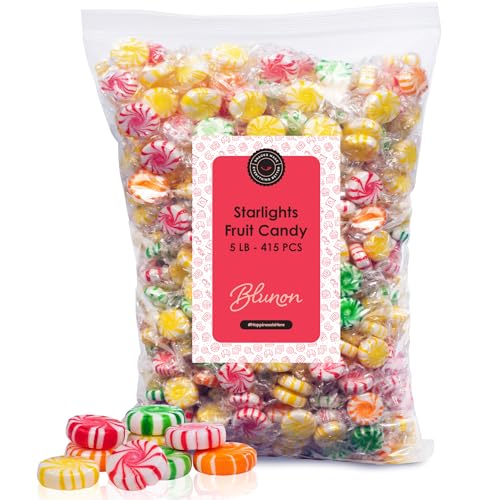 Hard Candy Bulk Starlight Assortment - 5 Pounds Fruit Flavored Candies Individually Wrapped - Nostalgic Old School Candy - 415 Pieces