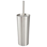mDesign Slim Metal Toilet Brush Set - Modern Freestanding Holder for Bathroom - Practical With Rust-Resistant Finish - Silver