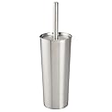mDesign Slim Metal Toilet Brush Set - Modern Freestanding Holder for Bathroom - Practical With Rust-Resistant Finish - Silver